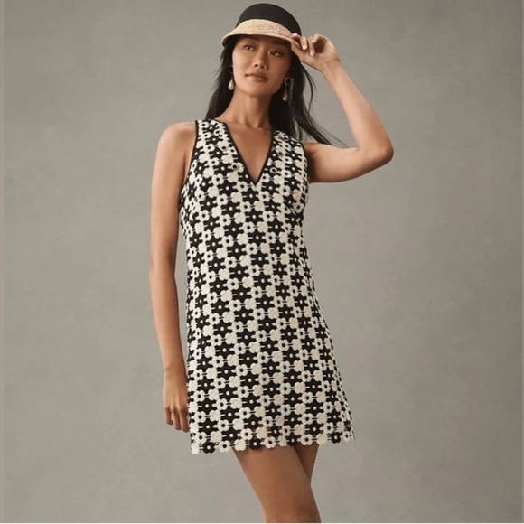 Maeve V-Neck Crochet Shift Dress - Picture 1 of 8